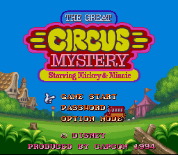 Great Circus Mystery Starring Mickey & Minnie, The (Europe) Title Screen